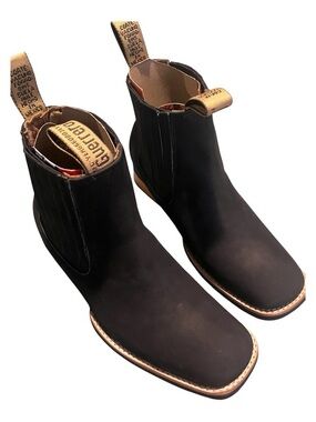 Men's Black Western Pull-On Boots with Tan Stitch Trim NEW BUT WITHOUT THE BOX